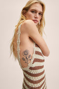 Cecilia Striped Open Back Crochet Maxi Dress