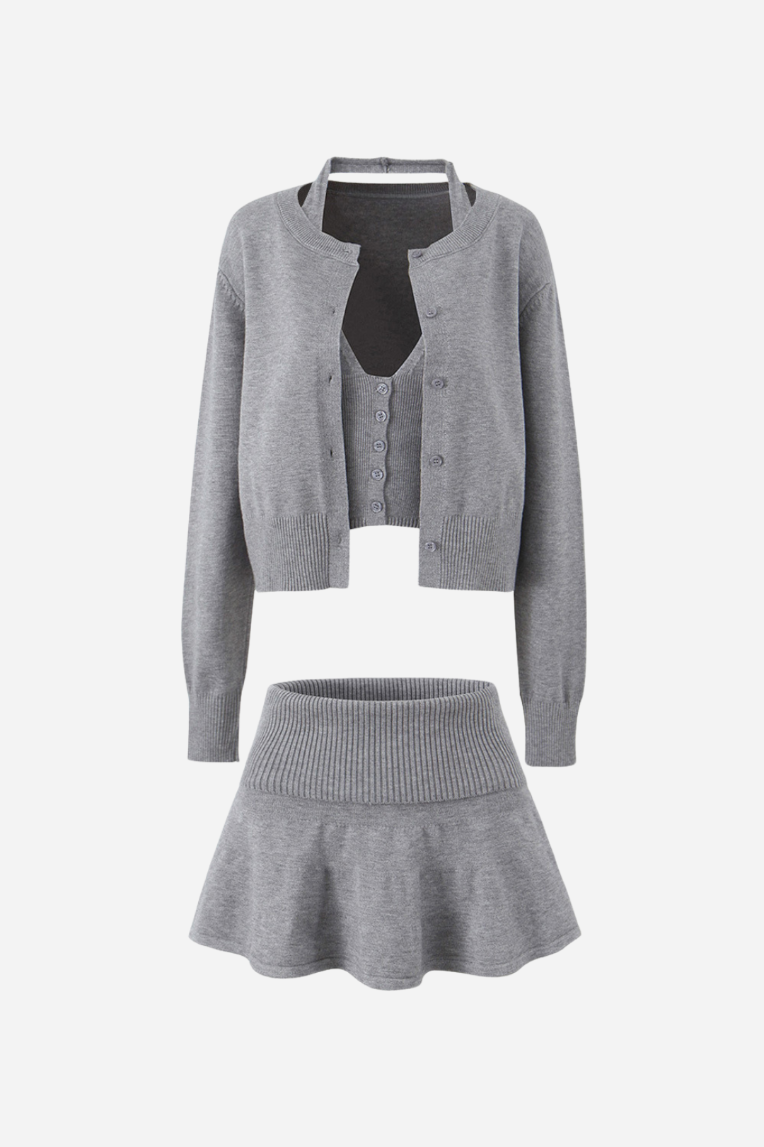 Halter Vest Three-piece Knitted Set