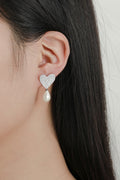 Hilary Heart Diamond Pearl Earrings
