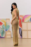 Simona Metallic See-Through Maxi Dress