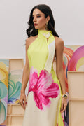 Ada Floral Print Halter Neck Maxi Dress
