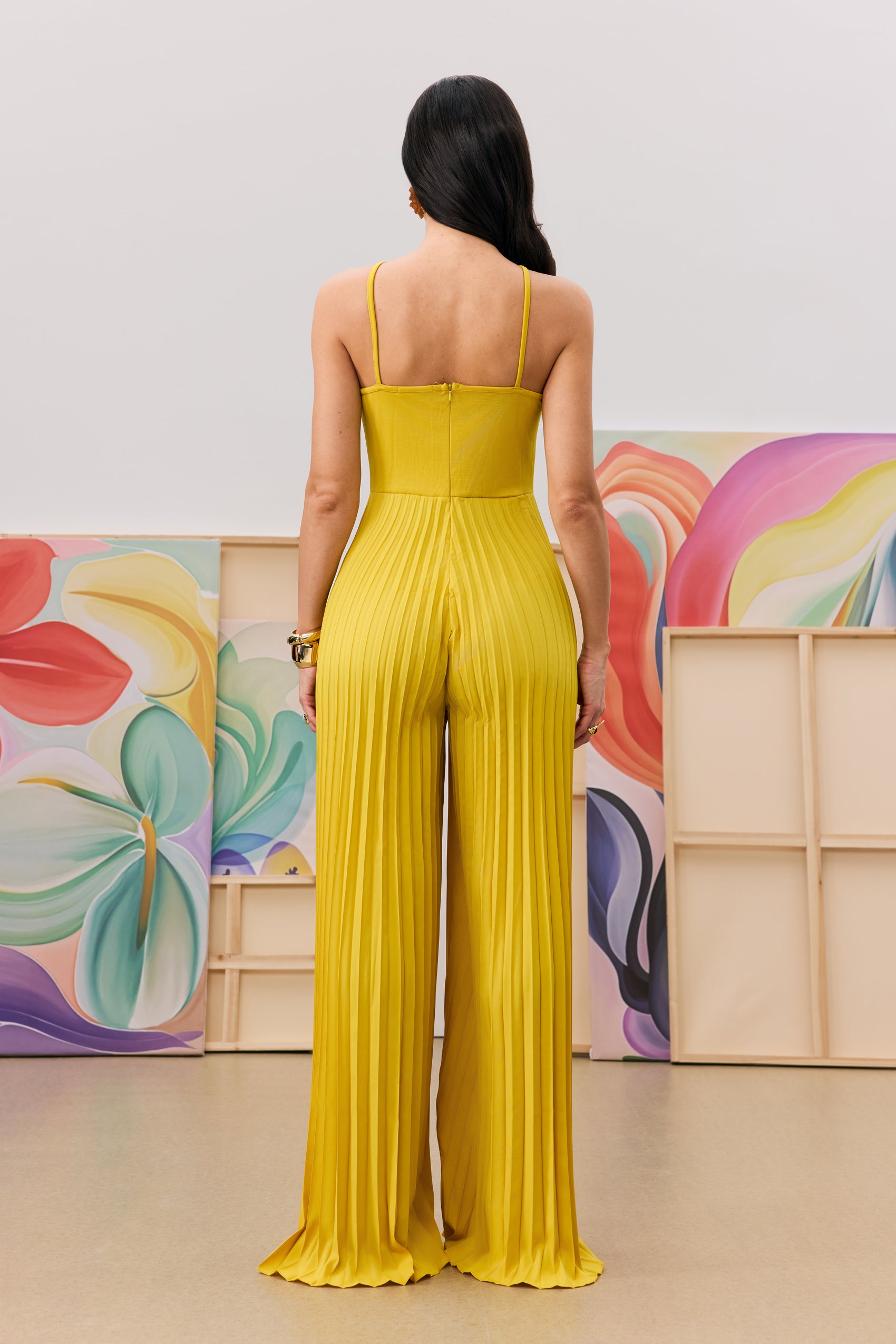 Jessica Flower Applique Pleated Jumpsuit