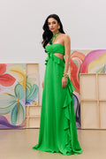 Mona Ruffled Cutout Halter Maxi Dress