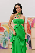 Mona Ruffled Cutout Halter Maxi Dress