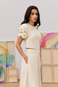 Elsie Floral Applique Top & Skirt Set