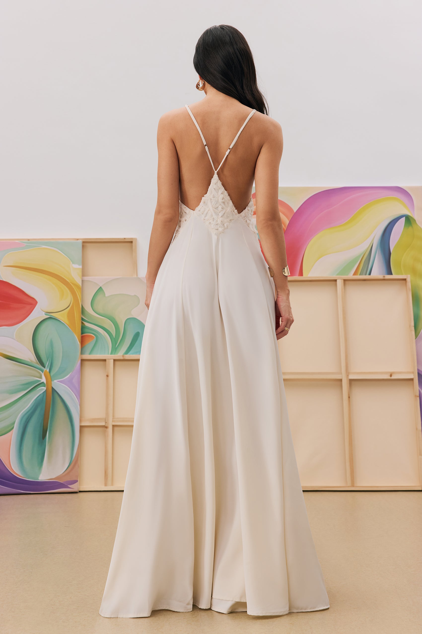 Cecilia Plunge Neck Chiffon Maxi Dress