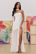 Florence Asymmetrical Chiffon Maxi Dress with Scarf