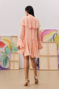 Priscilla V-neck Ruffle Trim Chiffon Mini Dress