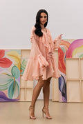Priscilla V-neck Ruffle Trim Chiffon Mini Dress