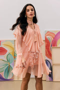 Priscilla V-neck Ruffle Trim Chiffon Mini Dress