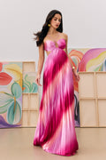 Hayley Pleated Gradient Cutout Maxi Dress