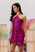 Karena Halter Neck Sequins Mini Dress