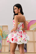 Adela Floral Print Bubble Hem Mini Dress