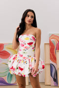 Adela Floral Print Bubble Hem Mini Dress
