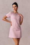 Regina Crystal Embellished Short Sleeve Mini Dress