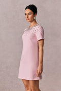 Regina Crystal Embellished Short Sleeve Mini Dress