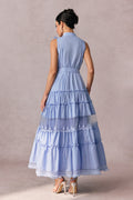 Eileen Sleeveless Ruffle Trim Maxi Dress