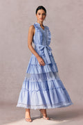 Eileen Sleeveless Ruffle Trim Maxi Dress