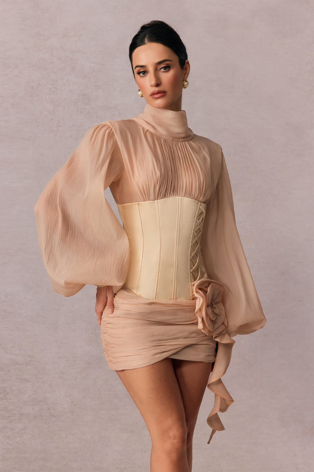 Isabel Floral Applique Corset Mini Dress