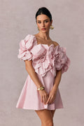 Evelyn Oversized Floral Applique Mini Dress