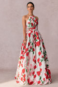 Julia Floral Print Halter Neck Maxi Dress