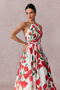 Julia Floral Print Halter Neck Maxi Dress