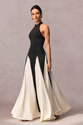 Anna Halter Neck Contrast Panel Maxi Dress