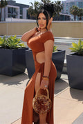 Eartha Asymmetrical Slit Cutout Maxi Dress