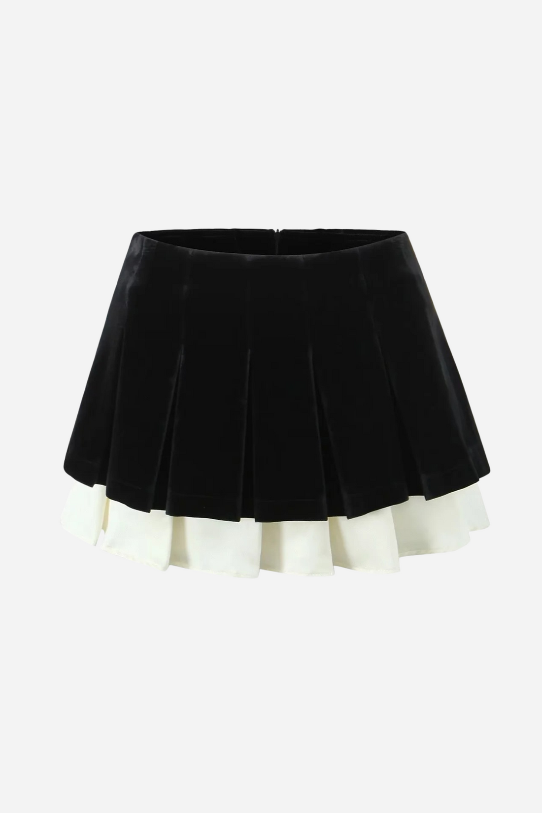 Colorblock Velvet Pleated Mini Skort