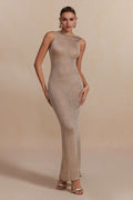 Selene Metallic Backless Knit Maxi Dress