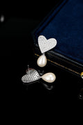 Hilary Heart Diamond Pearl Earrings