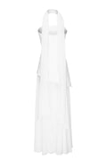 Florence Asymmetrical Chiffon Maxi Dress with Scarf