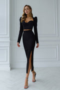 Kelly Puff Sleeve Midi Skirt Set
