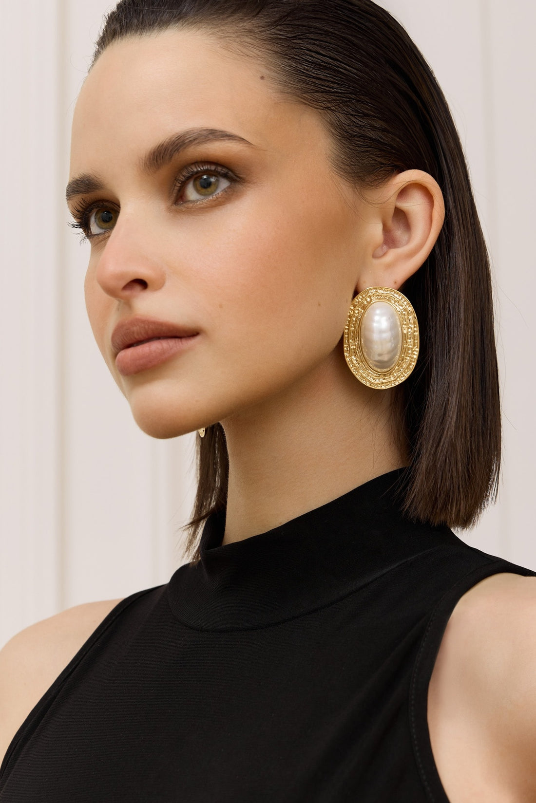 Textured Pearl Stud Earrings
