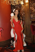 Cornelia Ruffle Floral Applique Maxi Dress