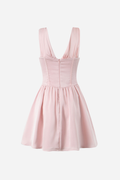Marian V Neck Lace Up Ruffle Mini Dress