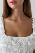 Doris Floral Applique Lace-up Mini Dress