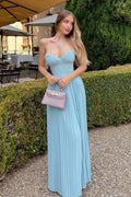 Bella Strappless Pleated Chiffon Maxi Dress