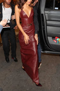 Bridget Sleeveless Leather Maxi Split Dress