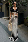 Sibyl Hollow Out Stripe Knit Set