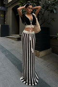 Sibyl Hollow Out Stripe Knit Set