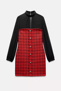 Janice Balloon Sleeve Spliced Mini Dress