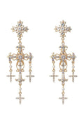 Baroque Rhinestone Cross Dangle Earrings