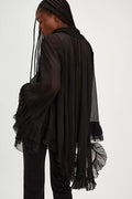 Miranda Ruffle Tie-Neck Chiffon Blouse