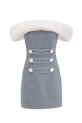 Griselda Faux Fur Off Shoulder Mini Dress