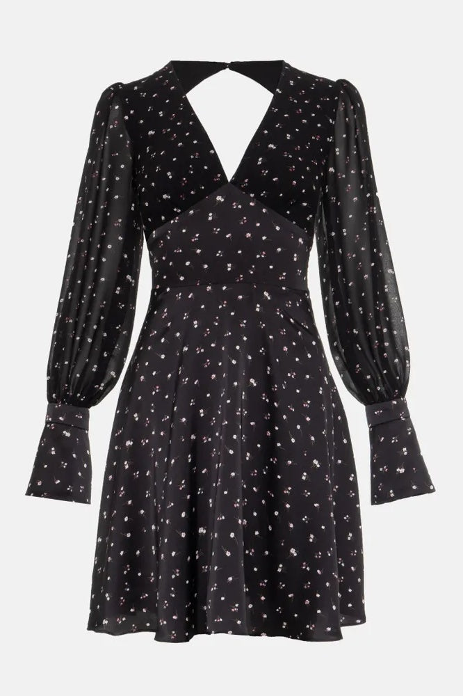 Joanne Floral Print Open Back Mini Dress