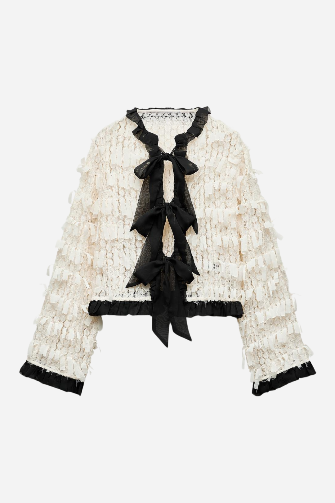 Tie Front Fringed Cardigan