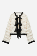 Tie Front Fringed Cardigan