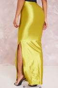 Odelia Side Slit Satin Maxi Skirt
