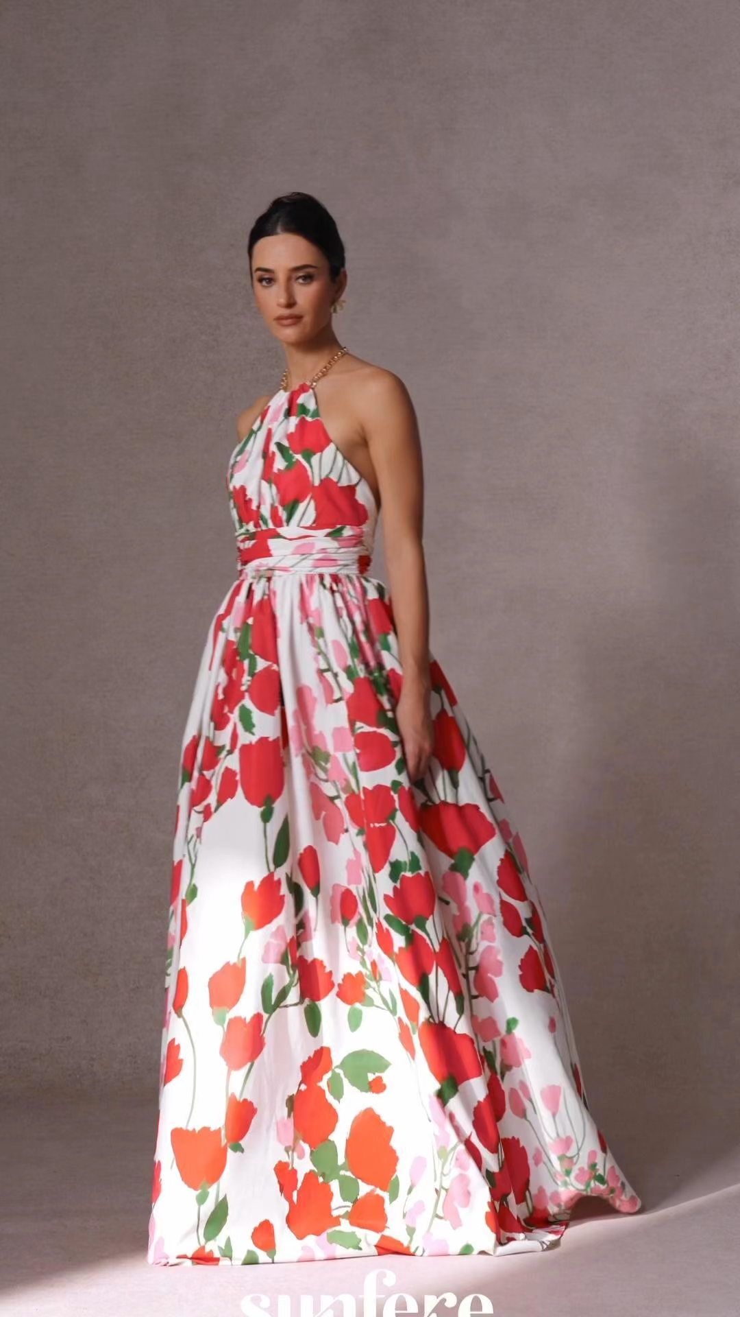Julia Floral Print Halter Neck Maxi Dress